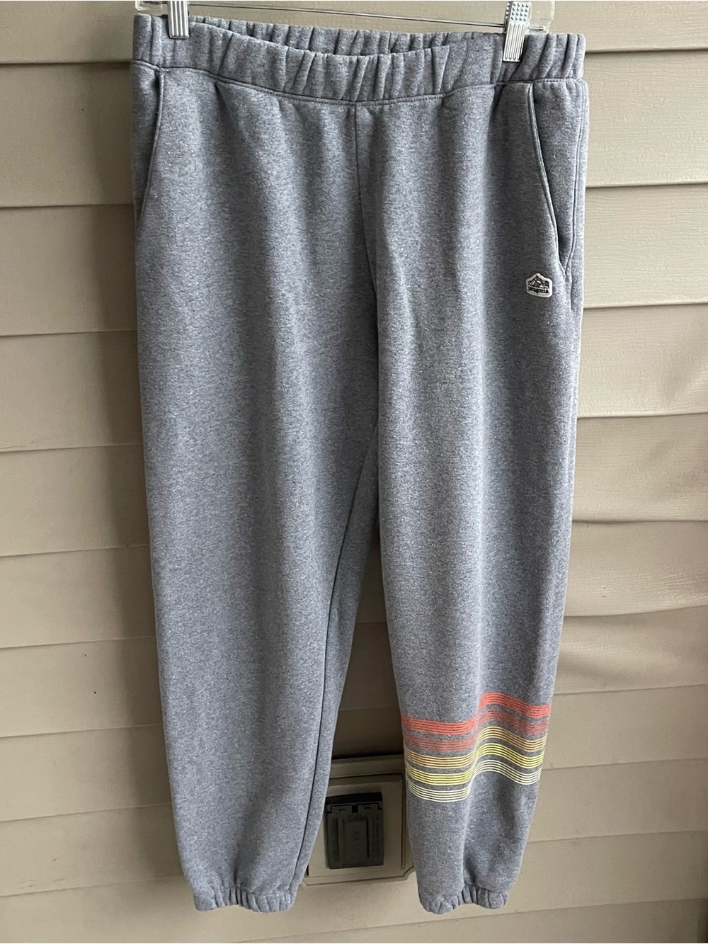 Patagonia Line Logo Ridge Stripe Uprisal Sweatpants Mens Medium Gray Retro